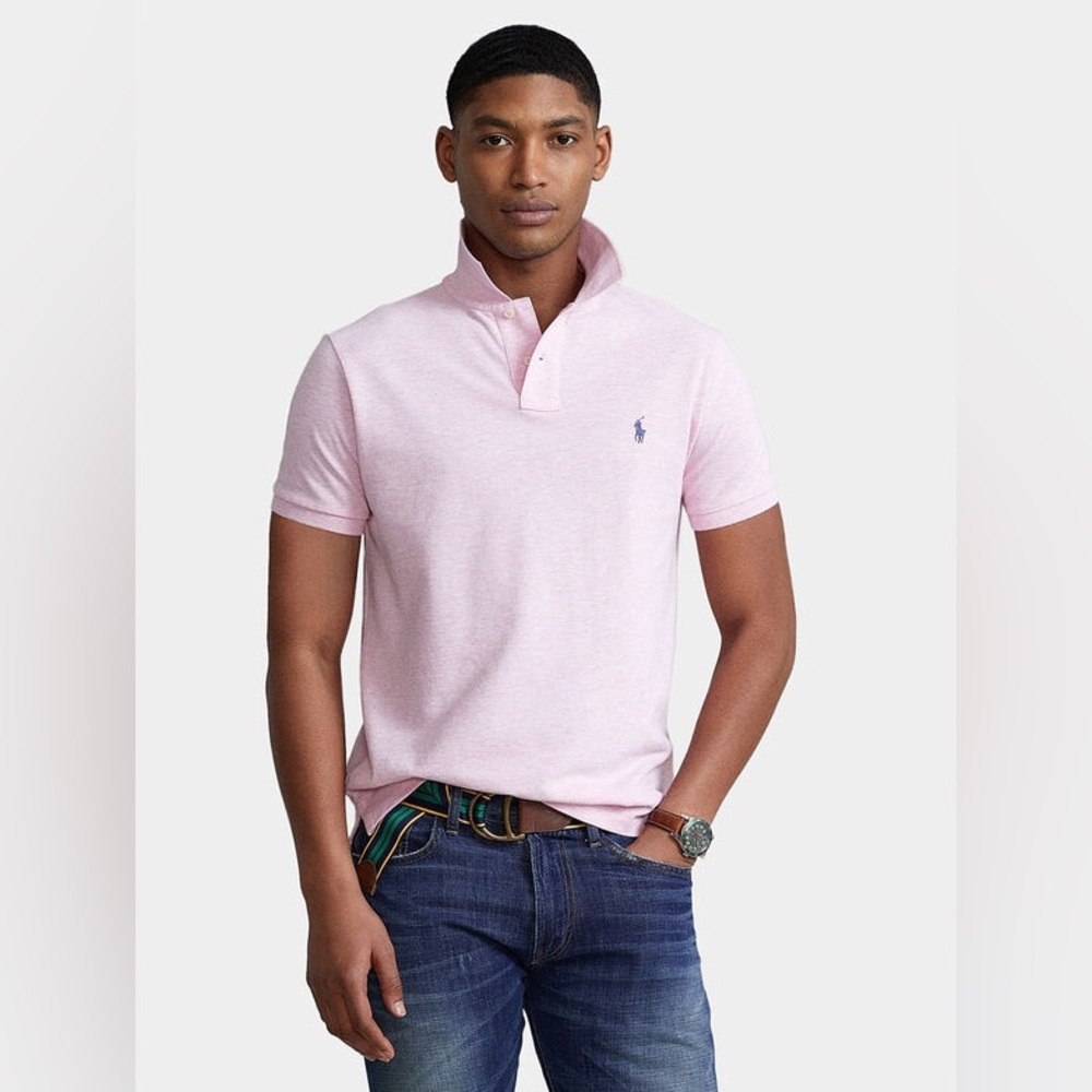 Polo By Ralph Lauren Collared Knit Shirt, Pale Pink, Size M, Like-New